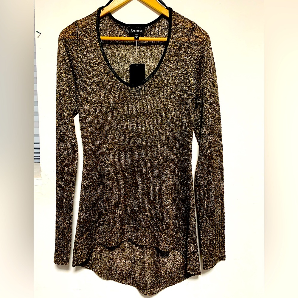 Bebe, size M, Black and Gold with small Sequins